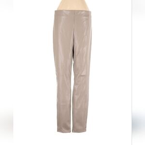 Nicole Miller Taupe Straight Leg Pants Faux Leather, Size S